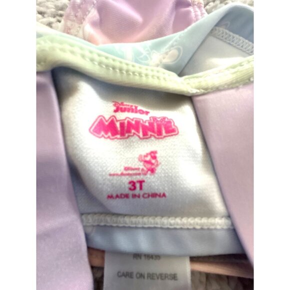 Disney Junior Minnie Toddler Girls Swim Suit 2 PC Rainbow Multicolored Minnie Pr - Picture 4 of 6